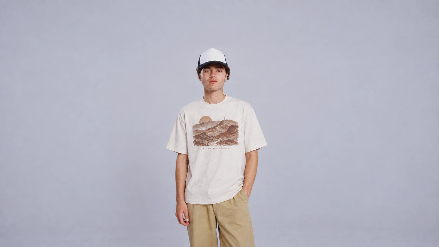 In the Wilderness, complete front artwork and oversized shirt